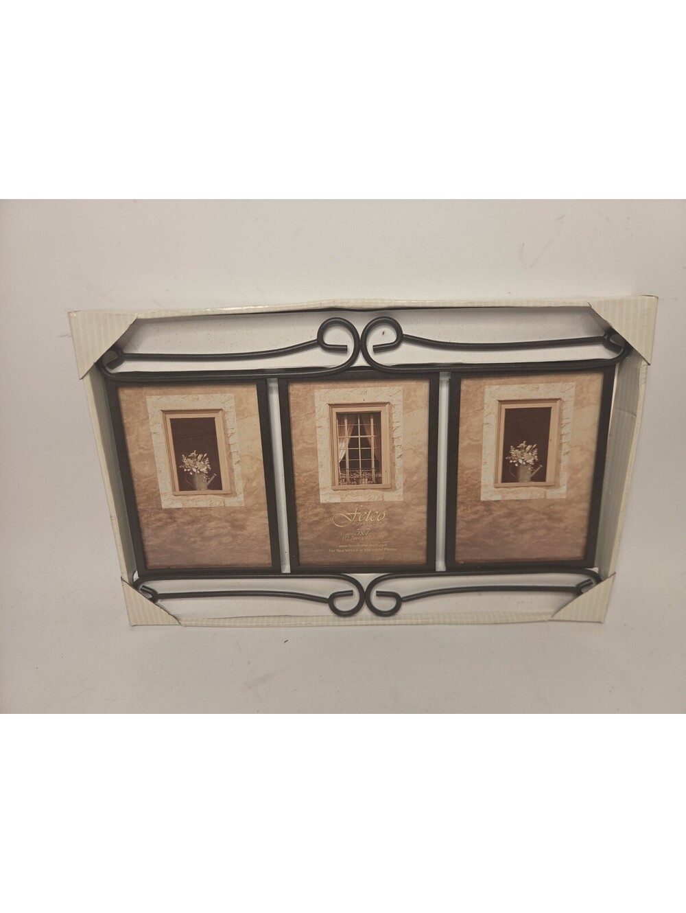 Fetco Bronze Wrought Iron Triple 5x7 Picture Frame Collage